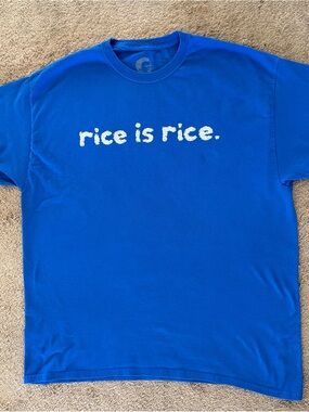 Jo Koy Blue Graphic Tee with "Rice is Rice.”Print men’s size XL Blue